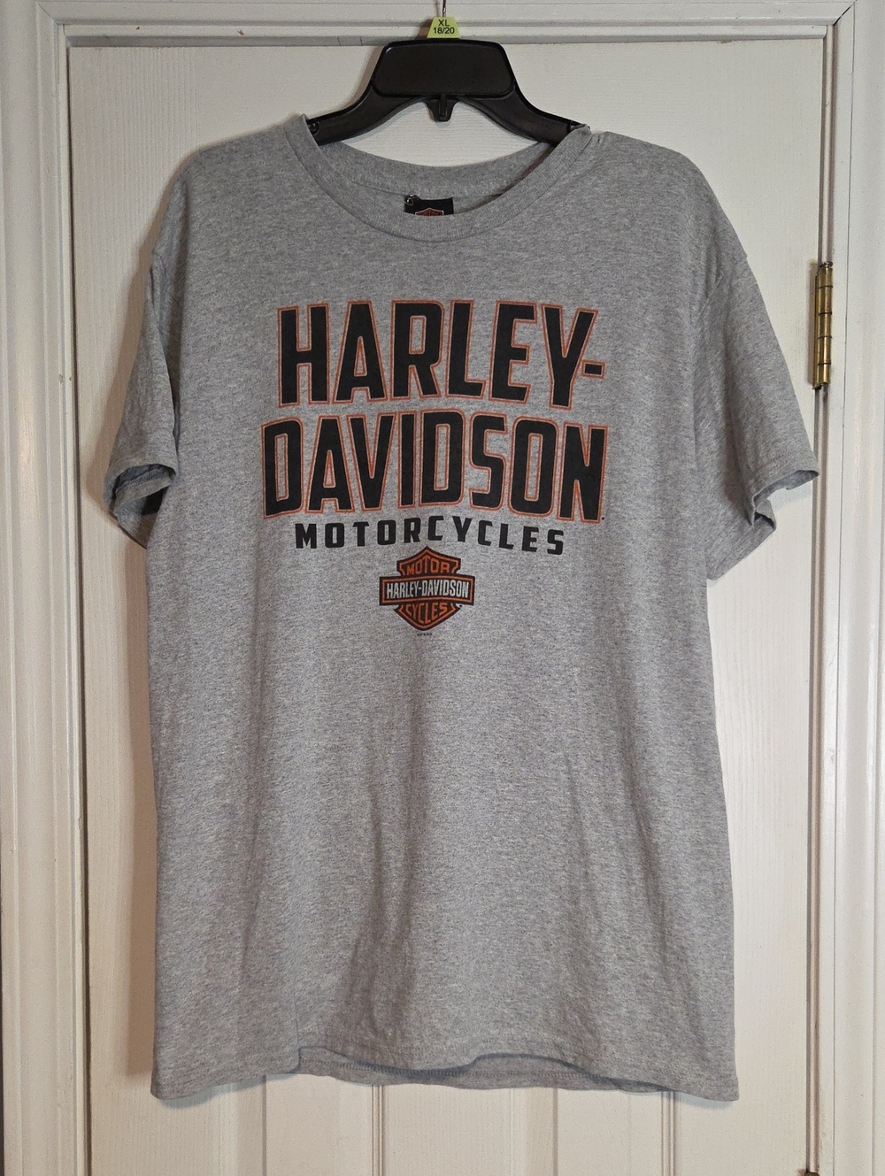 Harley-Davidson Gray Short Sleeve Logo Tee with Black & Orange Print